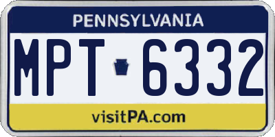 PA license plate MPT6332
