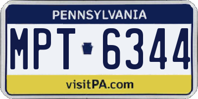 PA license plate MPT6344