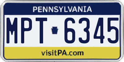 PA license plate MPT6345