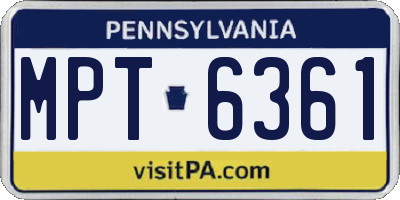 PA license plate MPT6361