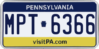 PA license plate MPT6366