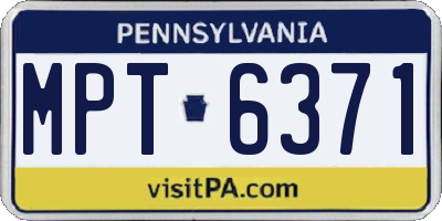 PA license plate MPT6371