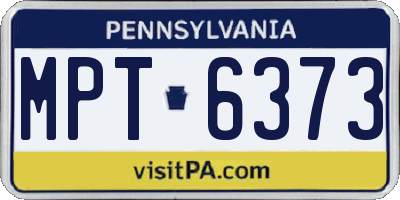 PA license plate MPT6373
