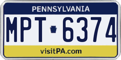PA license plate MPT6374