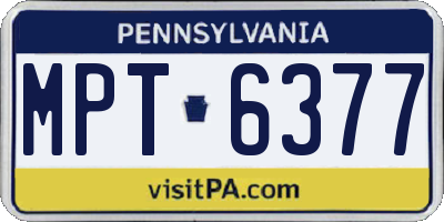 PA license plate MPT6377