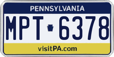 PA license plate MPT6378