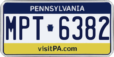 PA license plate MPT6382