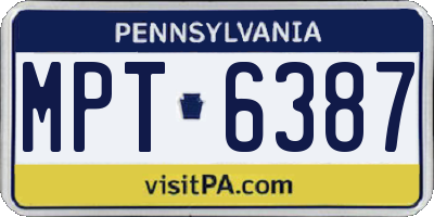 PA license plate MPT6387