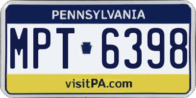 PA license plate MPT6398