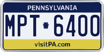 PA license plate MPT6400