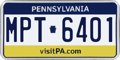 PA license plate MPT6401