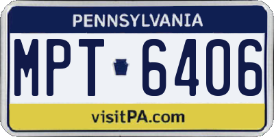 PA license plate MPT6406