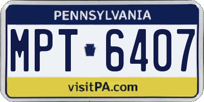 PA license plate MPT6407