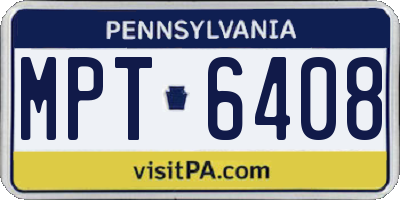 PA license plate MPT6408