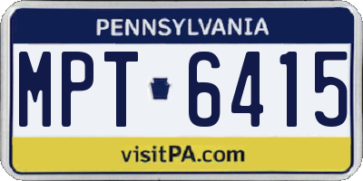 PA license plate MPT6415