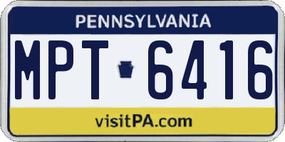 PA license plate MPT6416