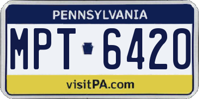 PA license plate MPT6420