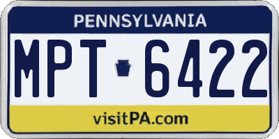 PA license plate MPT6422