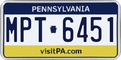 PA license plate MPT6451