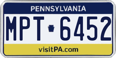 PA license plate MPT6452