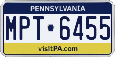 PA license plate MPT6455