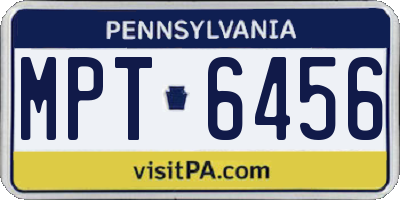 PA license plate MPT6456