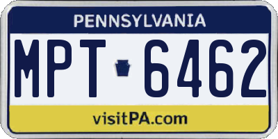 PA license plate MPT6462