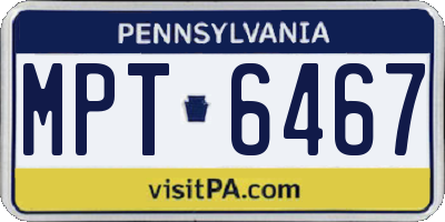 PA license plate MPT6467