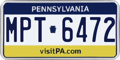 PA license plate MPT6472