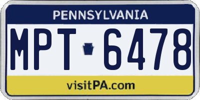 PA license plate MPT6478