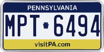 PA license plate MPT6494