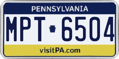 PA license plate MPT6504