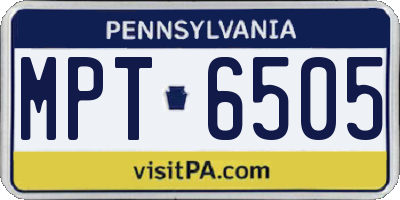 PA license plate MPT6505