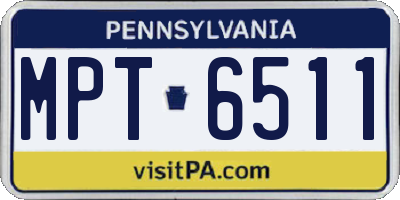 PA license plate MPT6511