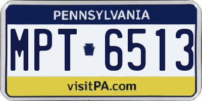 PA license plate MPT6513
