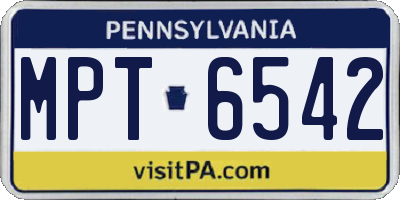 PA license plate MPT6542