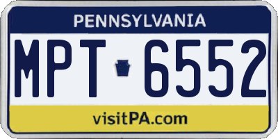 PA license plate MPT6552