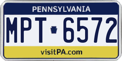 PA license plate MPT6572