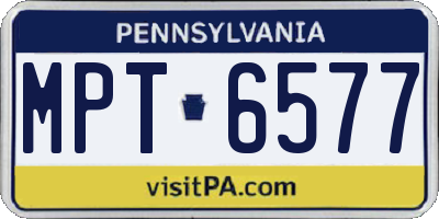 PA license plate MPT6577