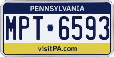 PA license plate MPT6593