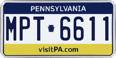 PA license plate MPT6611