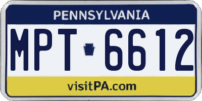 PA license plate MPT6612