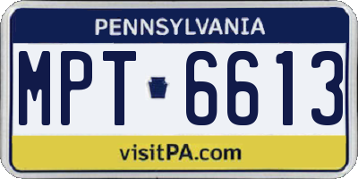 PA license plate MPT6613