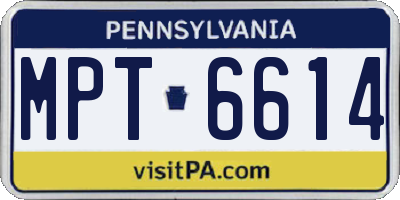 PA license plate MPT6614