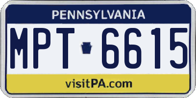 PA license plate MPT6615