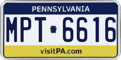 PA license plate MPT6616