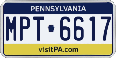 PA license plate MPT6617