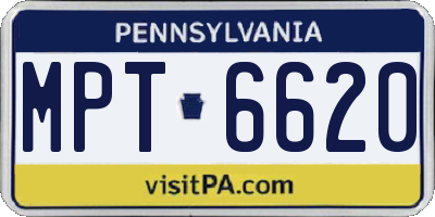 PA license plate MPT6620