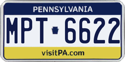 PA license plate MPT6622
