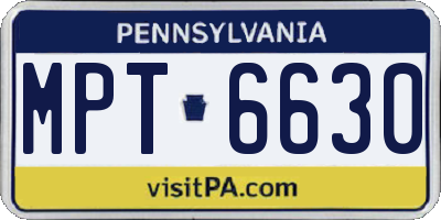 PA license plate MPT6630